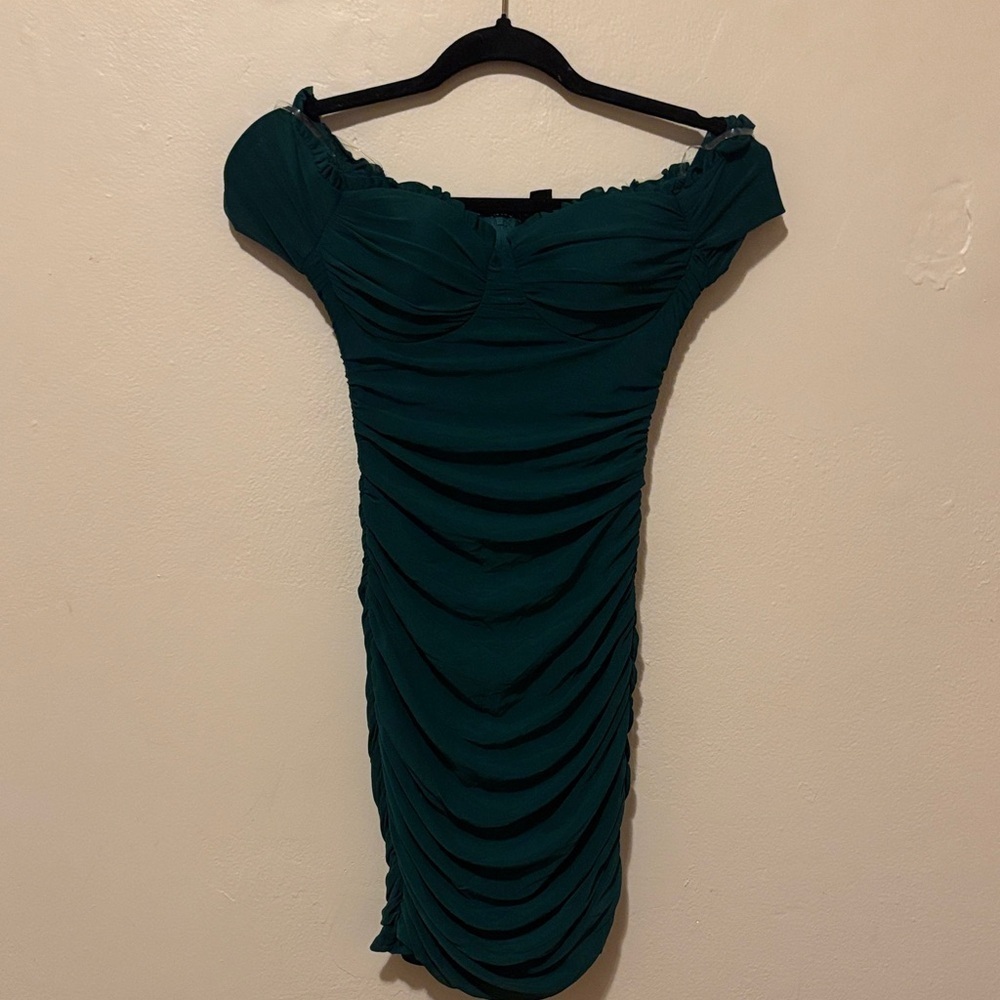 Windsor Off-Shoulder Teal Mini Dress
